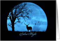 Holiday Elk and Moon with Oak Tree Silent Night Custom Front card