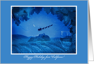 California Happy Holidays Wine Country Vineyard and Santa Custom card