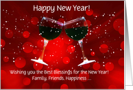 Happy New Year Wine and Blessings Humor Customizable Text card