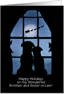 Brother and Sister in Law Wife Happy Holidays Cute Dogs Santa Custom card