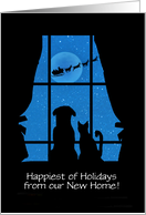 Happy Holidays From Our New Home Custom Cover Cute Dog and Cat card