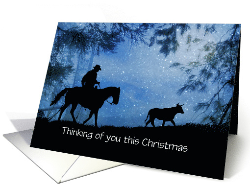 Cowboy Church Country Western Steer and Horse Custom Christmas card