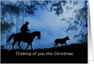Cowboy Church Country Western Steer and Horse Custom Christmas card