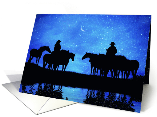 Cowboy Church Country Western Herd of Horses Cowgirl and Cowboy card