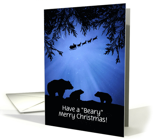 Holiday Cute Bears and Santa Custom Cover Beary Merry Christmas card