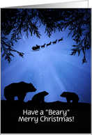 Holiday Cute Bears and Santa Custom Cover Beary Merry Christmas card