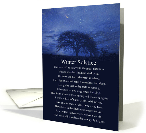 Winter Solstice Blessings Poem with Oak Tree and Moon card (1717896)
