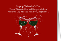 To my Son and Daughter in Law Happy Valentine’s Day Wine Glasses card