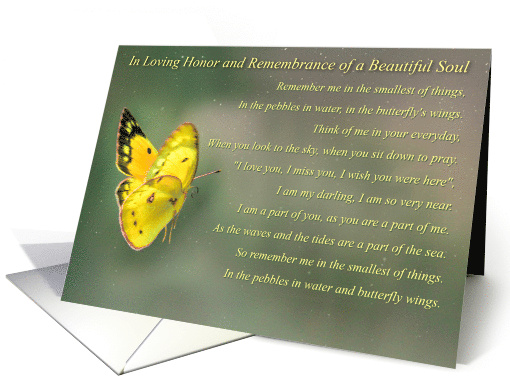 Remembrance Anniversary of Death Spiritual Butterfly Poem card