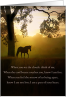 Remembrance Anniversary of Death Horse in Sunrise Spiritual Poem card