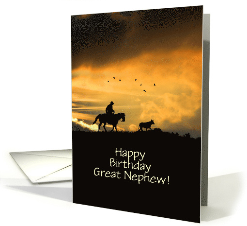 Great Nephew Happy Birthday with Cowboy and Steer Custom card