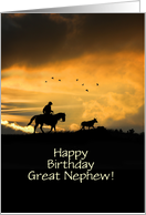 Great Nephew Happy Birthday with Cowboy and Steer Custom card