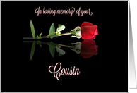 Sympathy for loss of Cousin Single Red Rose Loving Memory card