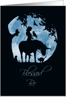 Wicca Inspired Blessed Be Happy Birthday Magical Fantasy Unicorn Moon card