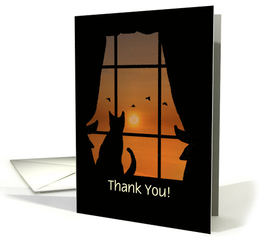 Thank You House Sitter Cat in Window Custom Cover Text card (1725410)