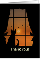 Thank You House Sitter Cat in Window Custom Cover Text card
