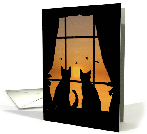 Miss You Two Cats in Window We Miss You card (1725606)