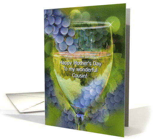 Cousin Mothers Day with Grapes and Wine Humor card (1726780)