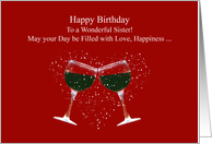 Sister Wine Funny Toasting Glasses Happy Birthday card