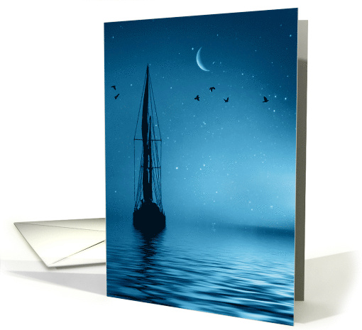 Congratulations Retiring Sailboat and Moon Smooth Sailing card
