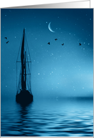 Congratulations Retiring Sailboat and Moon Smooth Sailing card