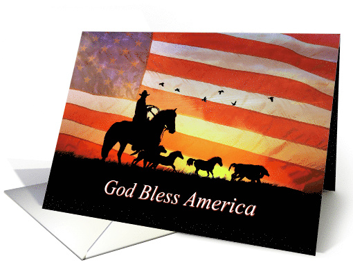 4th of July Country Western Cowboy God Bless American Freedom card