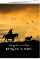 Ex Husband Father’s Day Custom Front Text With Cowboy and Horse card