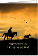 Father in Law Fathers Day with Cowboy and Steer Western Custom card