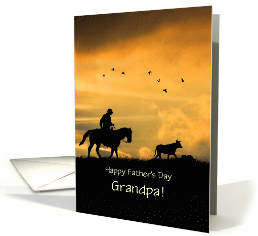 Grandpa Happy Fathers Day Horse and Cowboy Custom Text Cover card