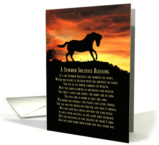 Summer Solstice Horse and Sunset Blessings Poem card (1728770)