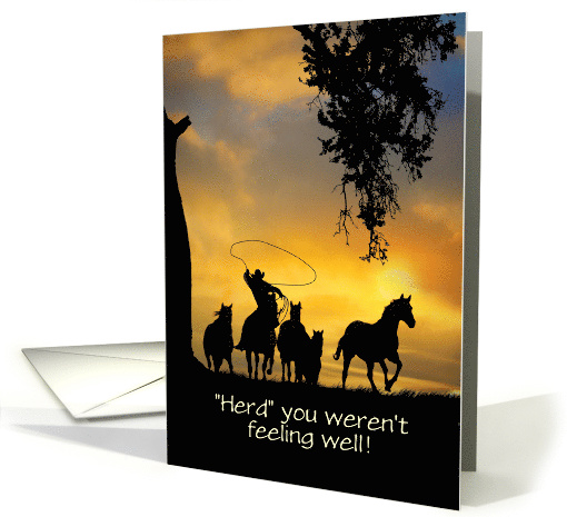 Get Well Country Western Cowboy Feel Better with Horses card (1728848)