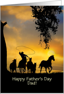 Dad Happy Fathers Day Country Western Cowboy Round Up Custom Front card