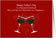 Husband Happy Fathers Day with Toasting Wine Glasses and Humor card