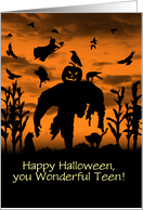 Teens Happy Halloween for Tweens and Teenager Witch Scarecrow Custom card