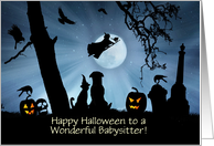 Babysitter Halloween Cute Custom Text Witch Cat Dog Familiars card