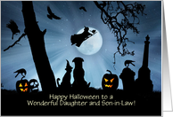 Daughter and Son In Law Halloween Cute Witch and Familiars Custom card