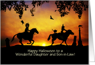 Daughter and Son In Law Halloween Custom with Horses and Familiars card