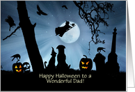 Dad Happy Halloween Cute Dog and Cat Witch Jack O Lanterns Custom card