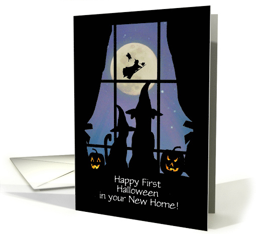 1st Halloween in New Home Dog and Cat Window Custom Cover card