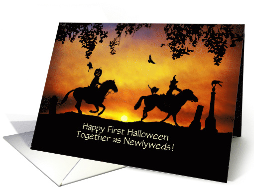 Newly Wed Happy 1st Halloween Cute with Couple Riding in... (1734326)