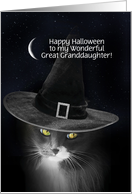 Great Granddaughter Halloween Cute Kitty Cat witch Witch Hat Custom card