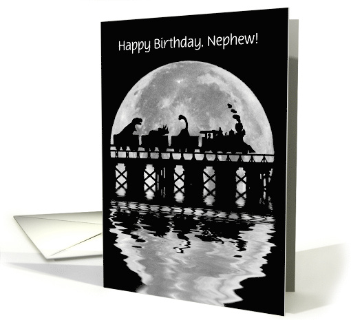 Nephew Birthday Train and Dinosaurs Cute Custom Text card (1735548)