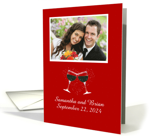 Wedding Congratulations Custom Photo and Name Card Toasting Wine card
