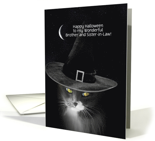 Brother and Wife Sister in Law Cute Witch Cat Happy Halloween card