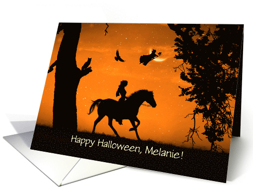 Halloween Custom Name Cute Girl and Horse Halloween Night... (1735938)