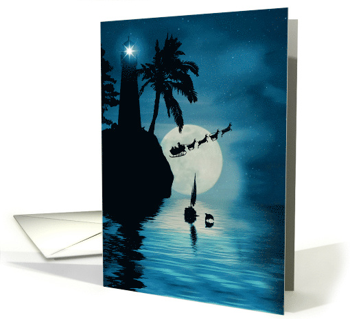 Happy Holidays Christmas Cute Tropical Sailing with Santa... (1736266)