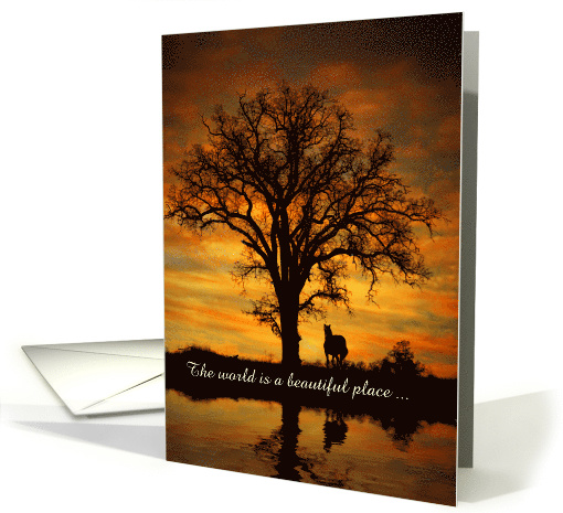 Happy Birthday Oak Tree and Horse Beautiful World Custom card