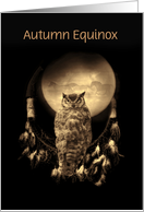 Autumn Equinox Native American Inspired with Dreamcatcher Owl Custom card