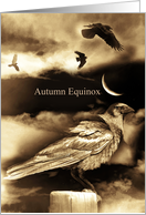 Autumn Equinox Mabon Ravens or Crows and Moon Mystical card