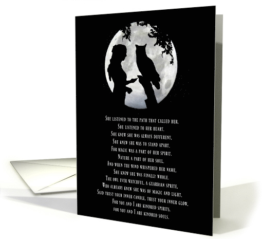 Wicca Inspired Birthday with Poem Girl Owl and Moon card (1736700)